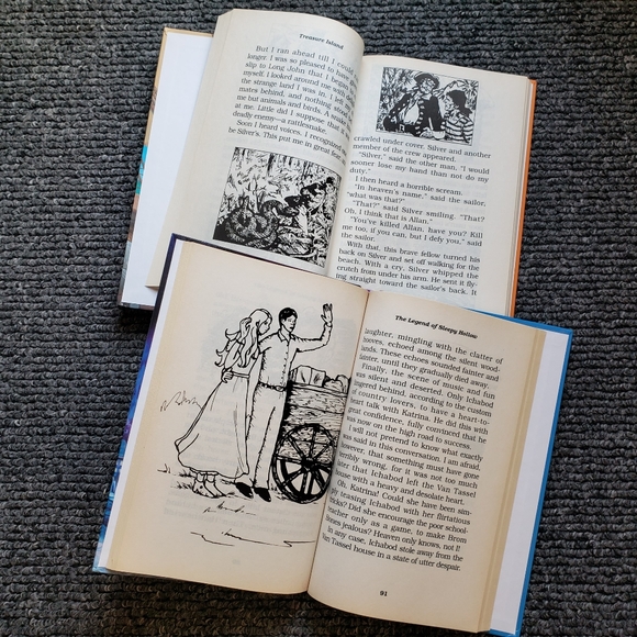 2 Treasury of Illustrated Classics Hardcover Book Treasures Island Sleepy Hollow - Picture 8 of 8